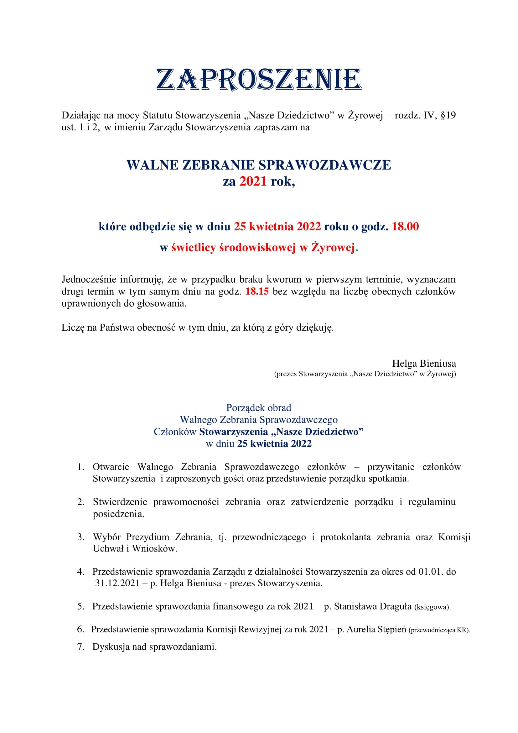 2022 Zaproszenie na walne zebranie ND na stronę internetową 1