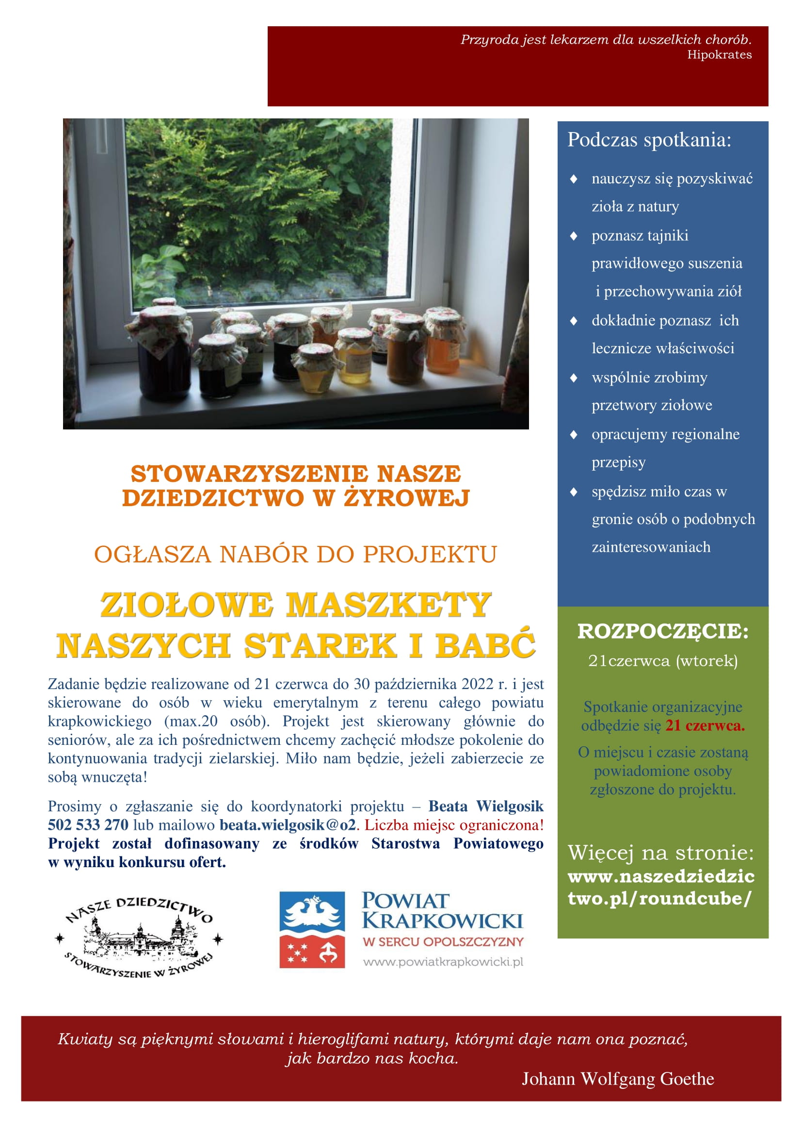 Plakat warsztaty ziołowe na FB 1